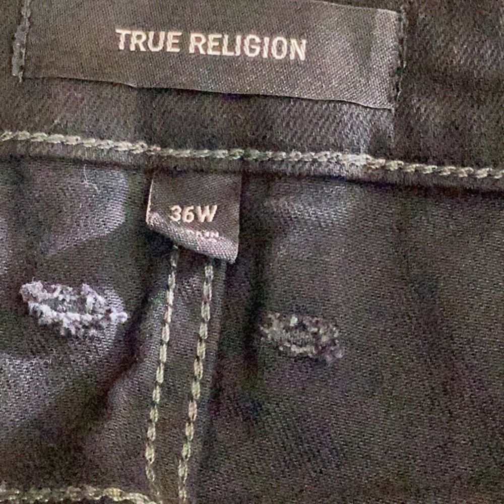 Mens TRUE RELIGION The Ricky Cut Off Shorts Black Size 36 - Picture 8 of 11